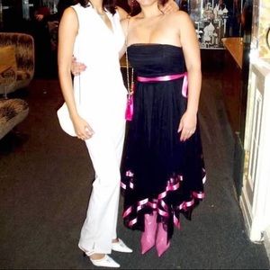 Multi layer black skirt with pink trim size M